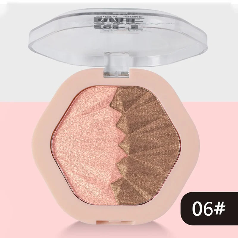 2-Color Blush Palette 2 in 1 Contouring Cream Face Cheek Blush Cream Makeup Sparkle Highlight Multicolor Makeup Blush