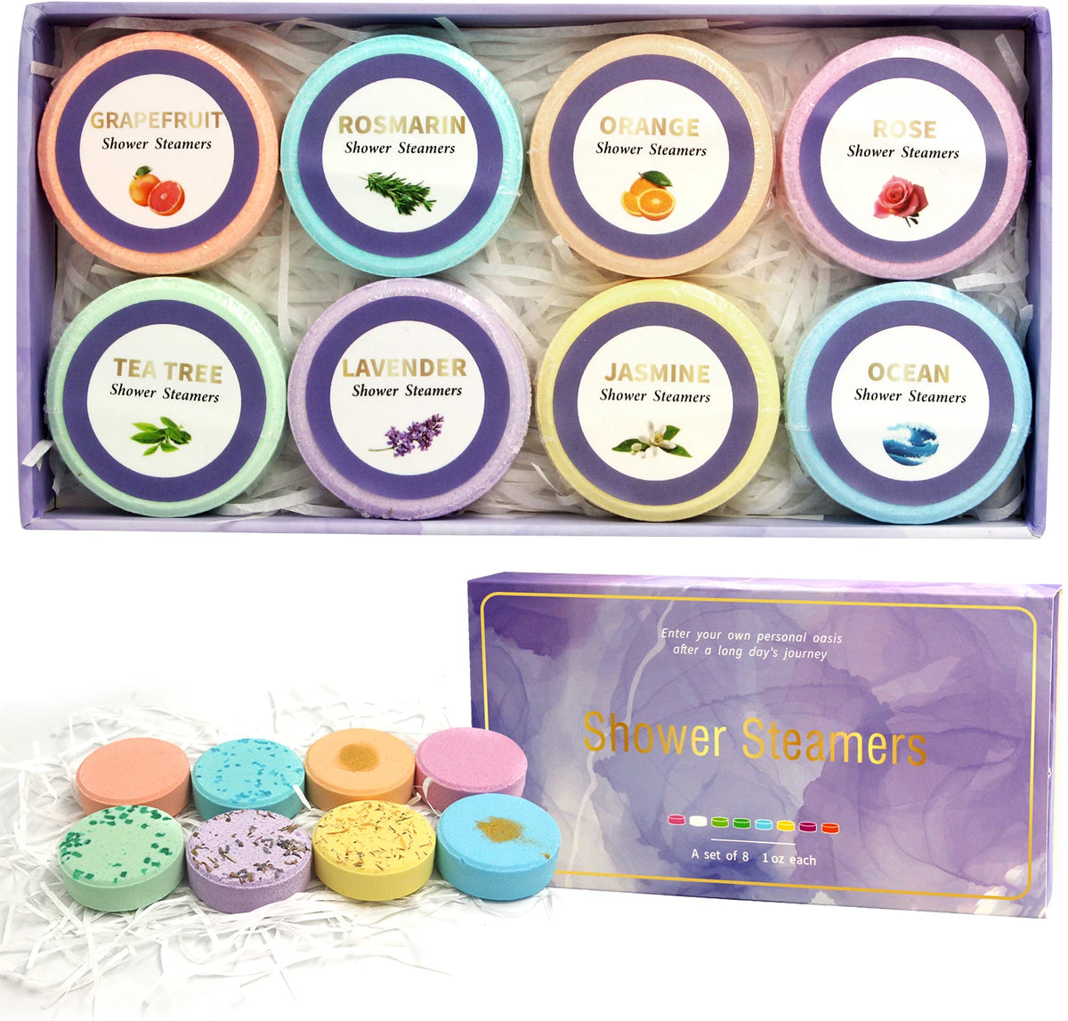 Shower Steamers - 8 Pack Shower Bombs Gifts For Her With Essential Oil For Home SPA, Self-Care & Relaxation Valentine's Birthday