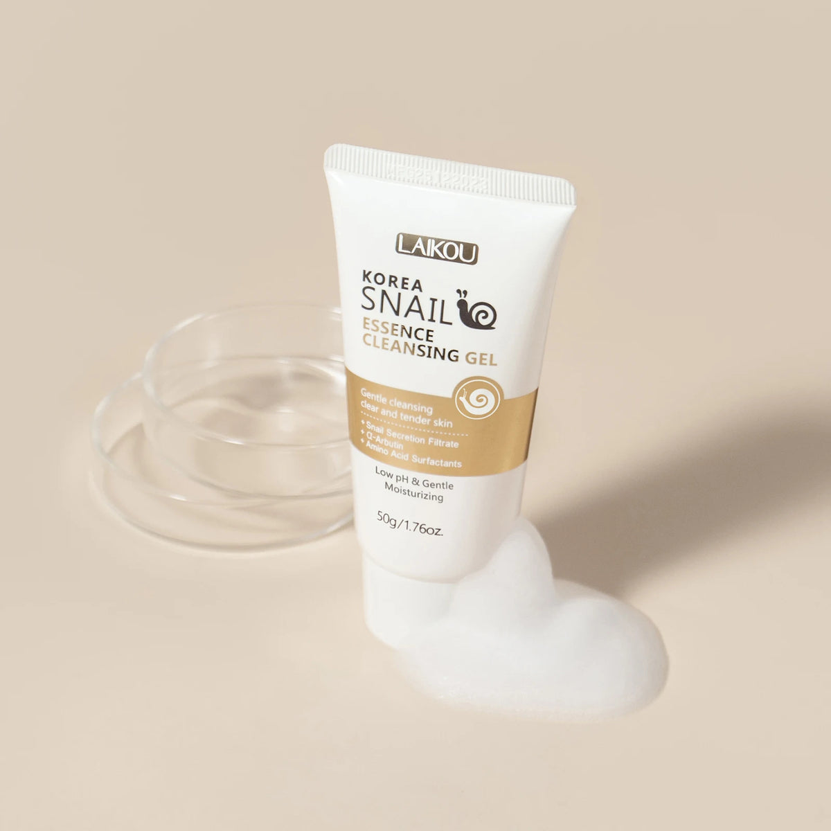 LAIKOU Korea Snail Essence Cleansing Gel 50g Low PH Gentle Cleansing Moisturizing Clear Tender Skin Daily Face Wash