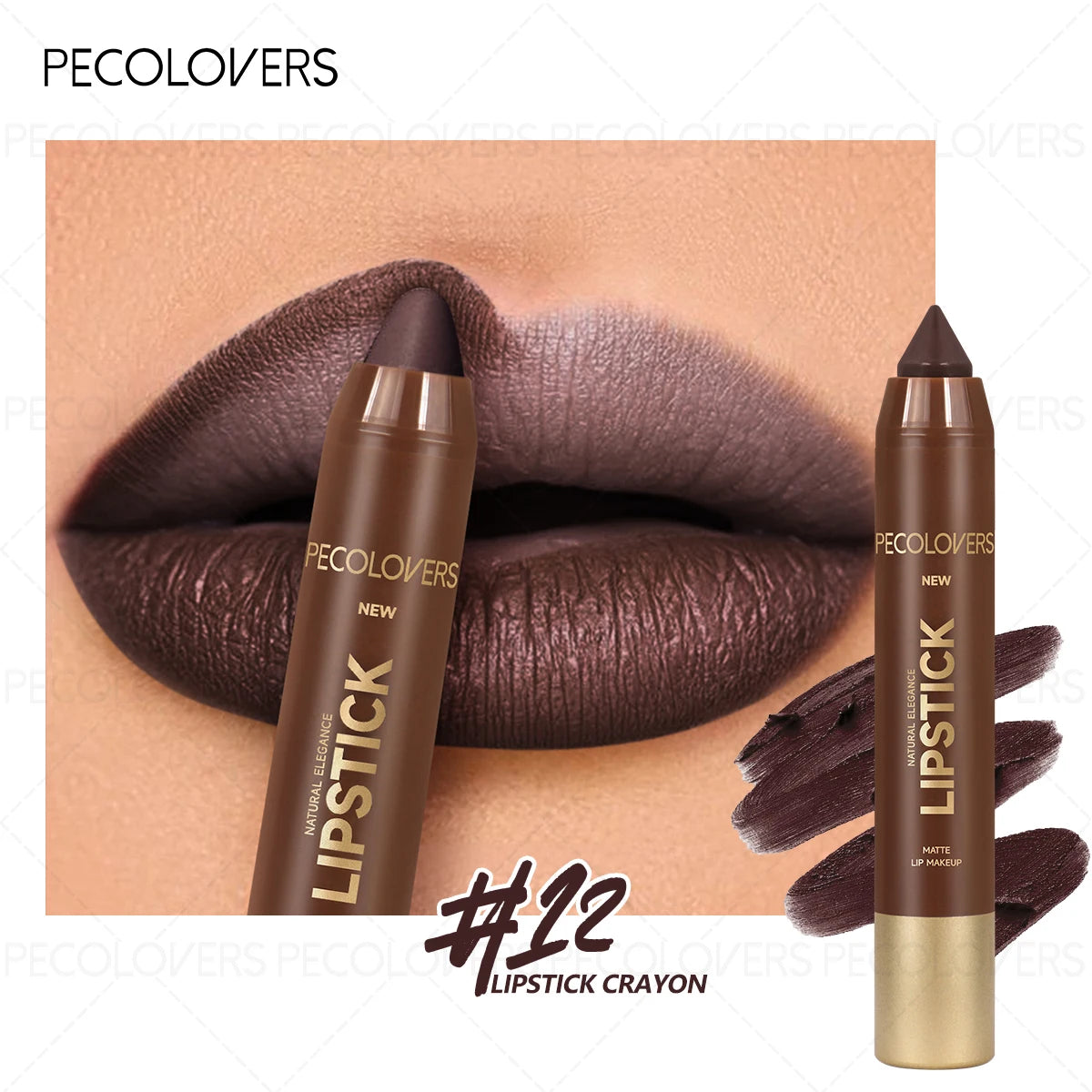 1PC Brown Matte Lip Liner Crayon, Smooth Application, Highly Pigmented, Long-lasting Wear, Lip Cosmetics