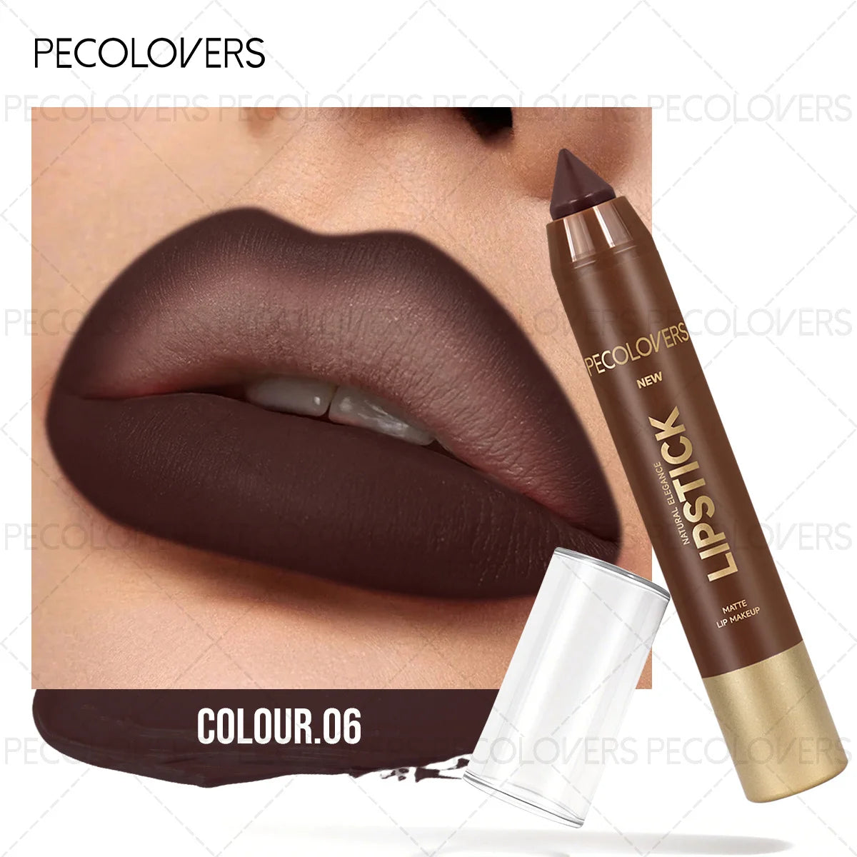 1PC Brown Matte Lip Liner Crayon, Smooth Application, Highly Pigmented, Long-lasting Wear, Lip Cosmetics