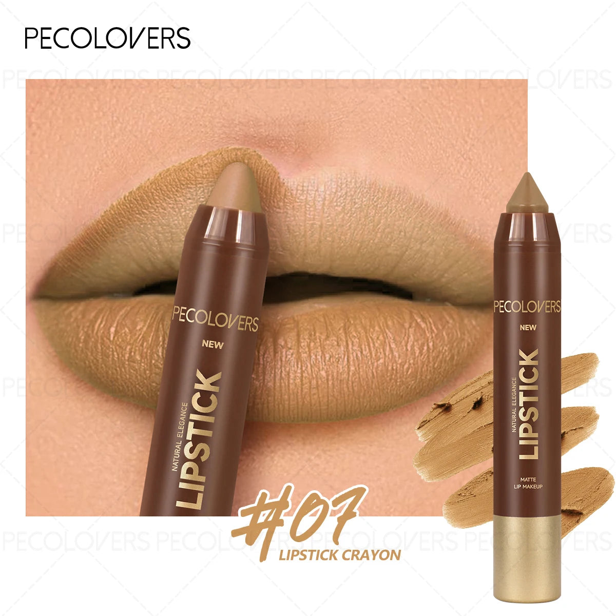 1PC Brown Matte Lip Liner Crayon, Smooth Application, Highly Pigmented, Long-lasting Wear, Lip Cosmetics