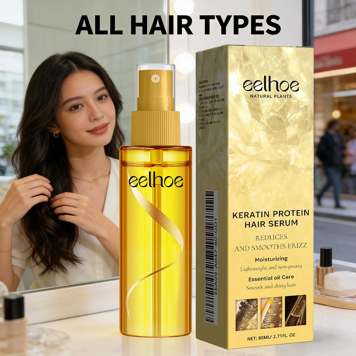 Keratin Protein Hair Serum Nourishing Repairing Damaged Hair Improve Gloss Reduce Hair Frizz Refreshing Hairdressing Oil Essence