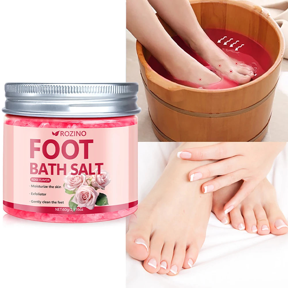 60g Rose Infused Sea Salt Bath Salt Removes Dead Skin Rich In Rose Extract Deep Cleansing Soak Salt for Manicure Pedicure