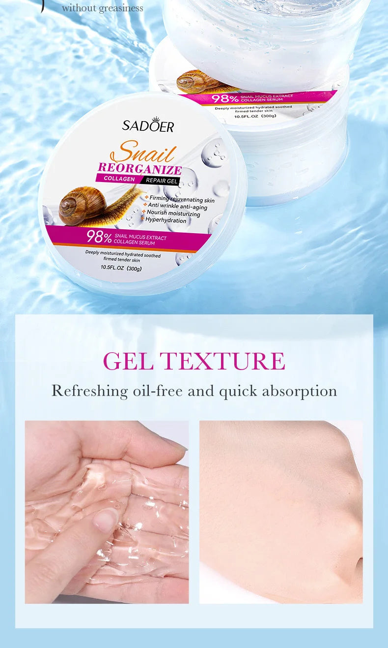 SADOER Snail Collagen Face Cream Gel Firming Repair Whitenting Moisturizing Facial Creams Beauty Face Skin Care