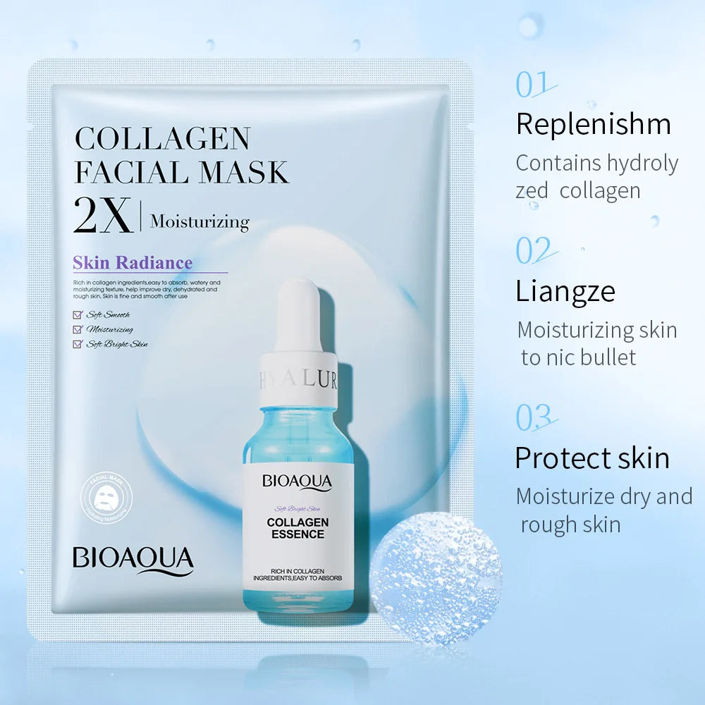 20pcs/5pcs Centella Collagen Face Mask VC Moisturizing Refreshing Sheet Masks Hyaluronic Acid  Facial Mask Skin Care Products