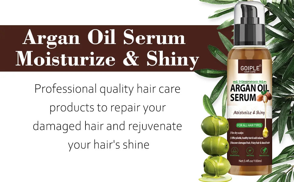 100ml Argan Oil Hair Serum Moisturizing Shiny Remove Frizz Conditioner Repair Damaged Hair and Restore Hairs Gloss Essential Oil