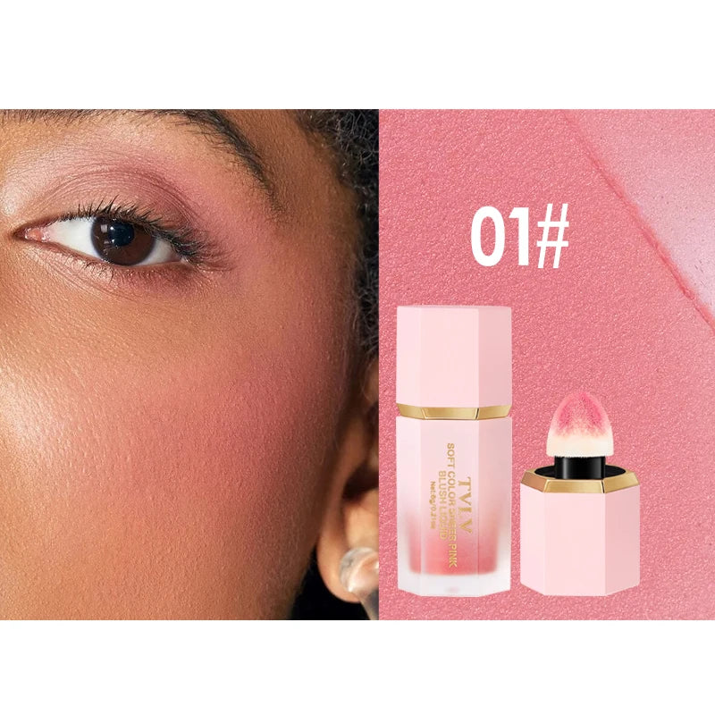 TVLV 4 Colour Matte Liquid Blush Easy to Apply Long Lasting Waterproof Blush Sponge Brush Head