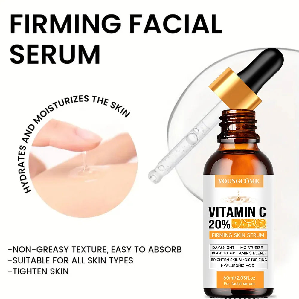 YOUNGCOME Premium 20% Vitamin C Serum For Face with Hyaluronic Acid, Retinol - Boost Skin Collagen, Anti Aging & Wrinkle Facial