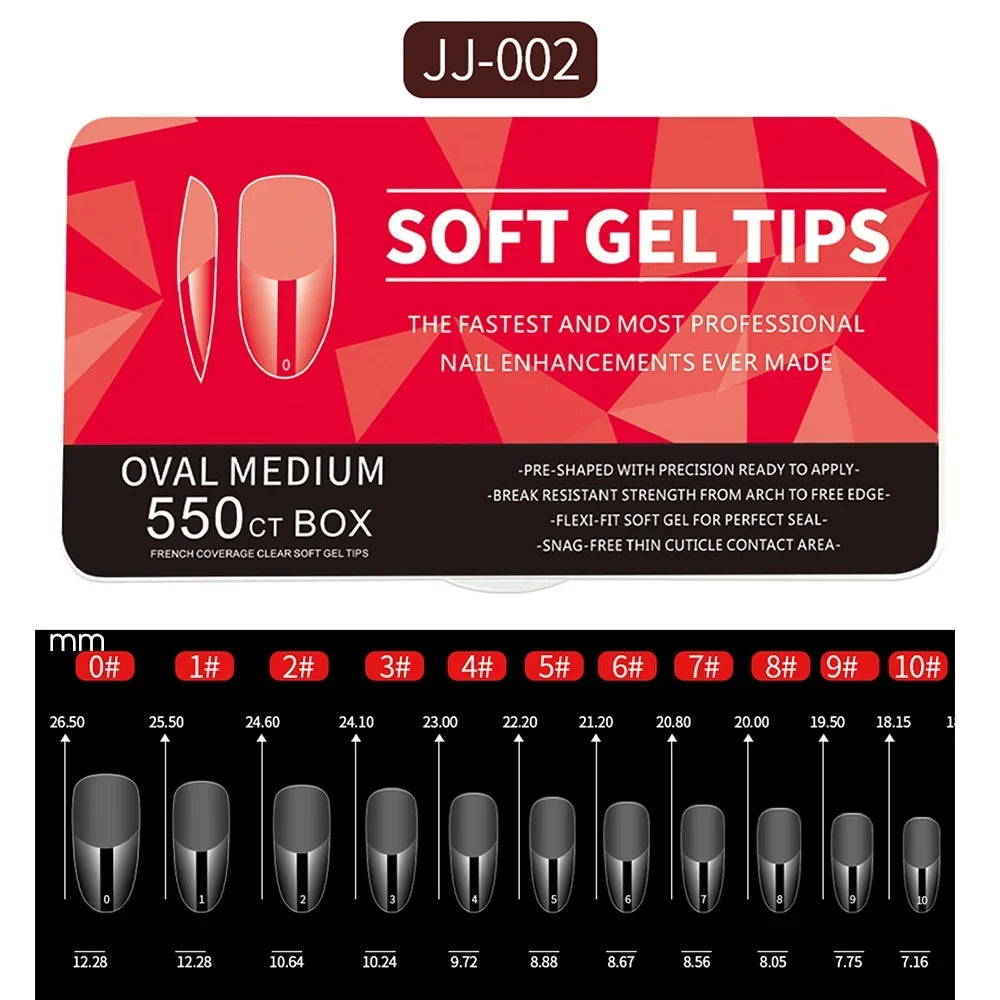 550Piece Medium and short soft gel nail tips Medium Apricot/Coffin Head Full Coverage Matte Extension Tool  Press-On Nail
