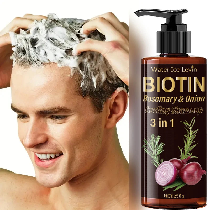 Biotin Shampoo 3-in-1, Moisturizing and Rich in Onion Extract Foam, Hydrates and Adds Shine for 72 Hours, Gently Massages and Cleanses for Hair That Is Fluffy and Smooth