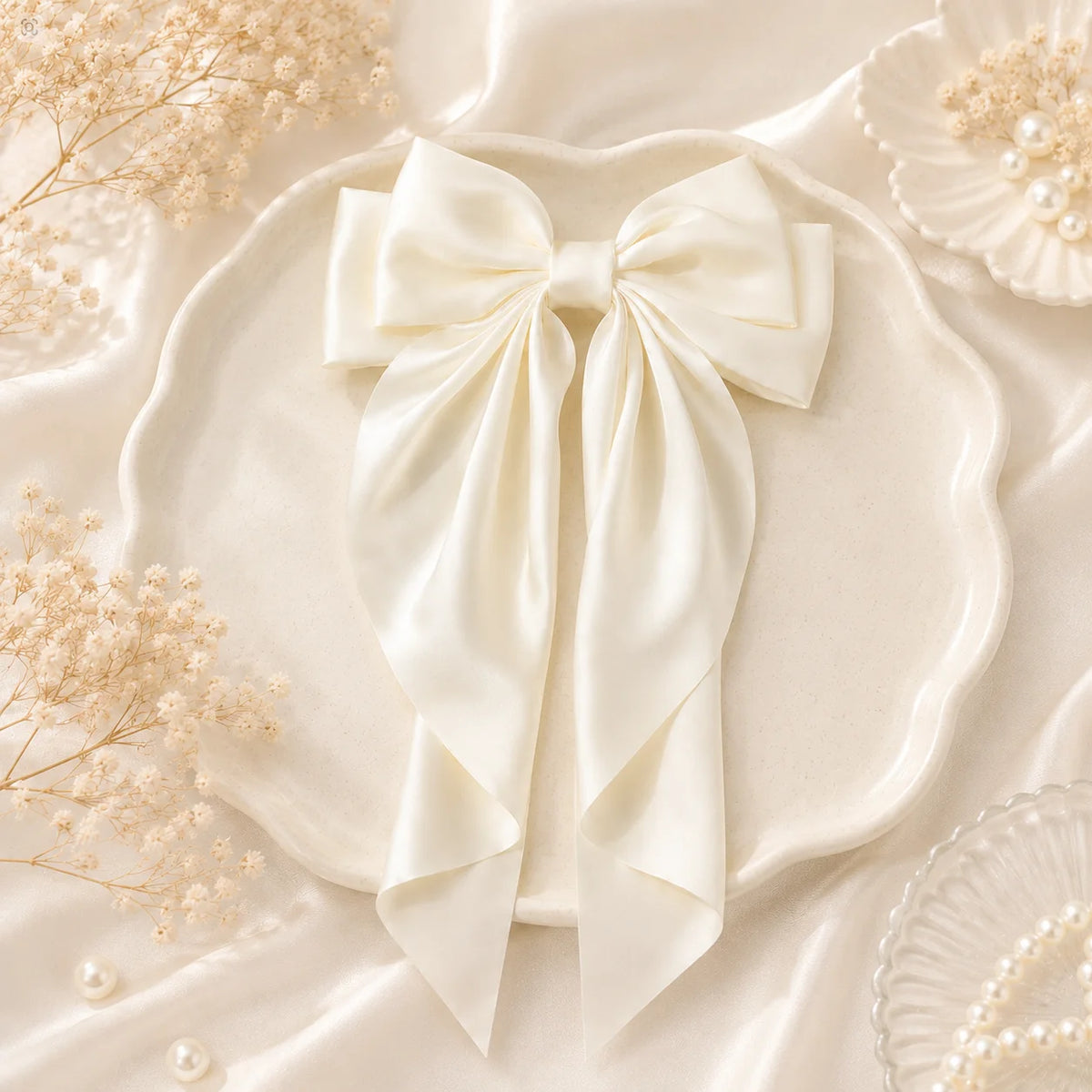 Large Satin Bow Hair Clip Women Korean Style Ribbons Bowknot Spring Clip Non Slip Hair Accessories for Girls Party Clamp Femme