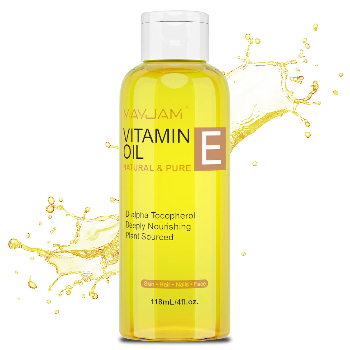 MAYJAM Natural & Pure Vitamin E Oil Skincare Moisturizing Brighten Skin Tone 118ml 236ml Face Care Oil