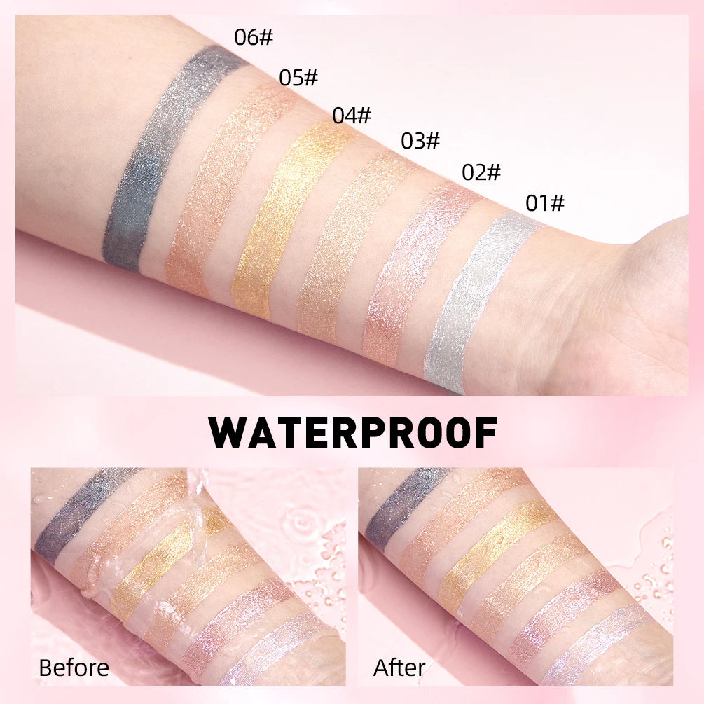 QIBEST Glitter Diamond Liquid Lipstick Waterproof Long Lasting Pearl Shiny Lip Gloss Metal Charming Women Lip Makeup 6 Colors