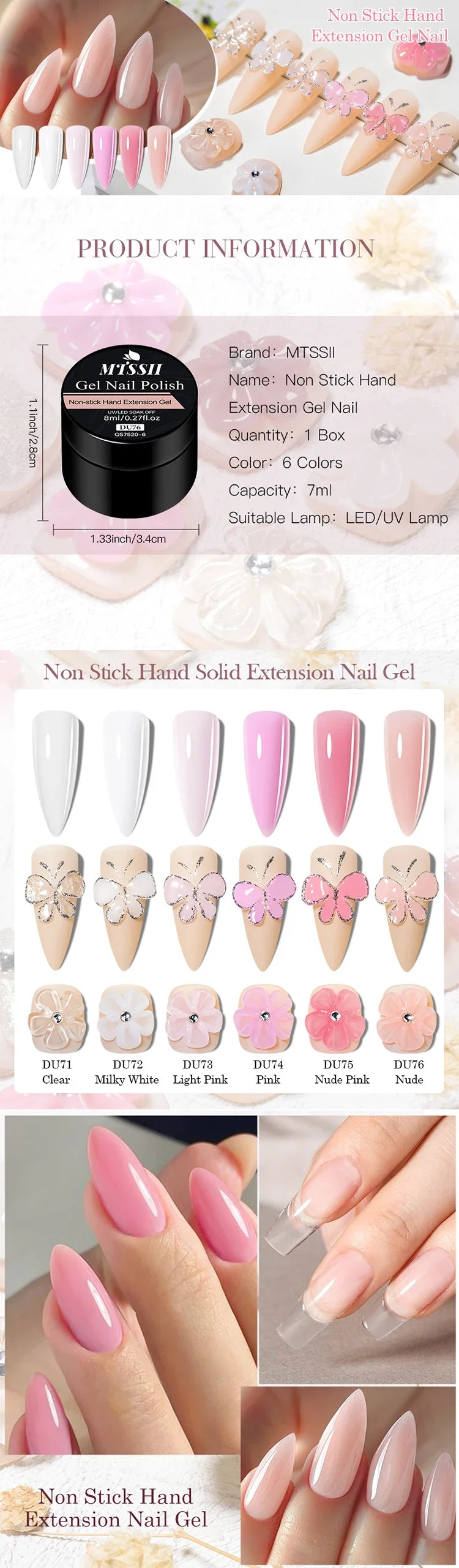 Clear Non-Stick Hand Extension Gel Nail Polish 3D Shaping/Sculpting/Carving UV/LED Gel Milky Jelly Hard Gel Nail Supplies DIY