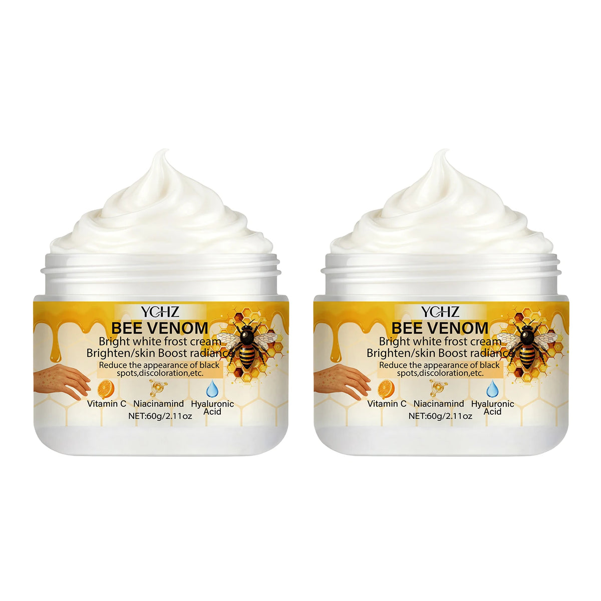 Bee Venom Brightening Cream, Evens Out Skin Tone, Eliminates Dark Spots and Dullness - Non-Greasy, Suitable for Both Men and Women - Whitening and Moisturizing Cream, for Day and Night Use - 60g