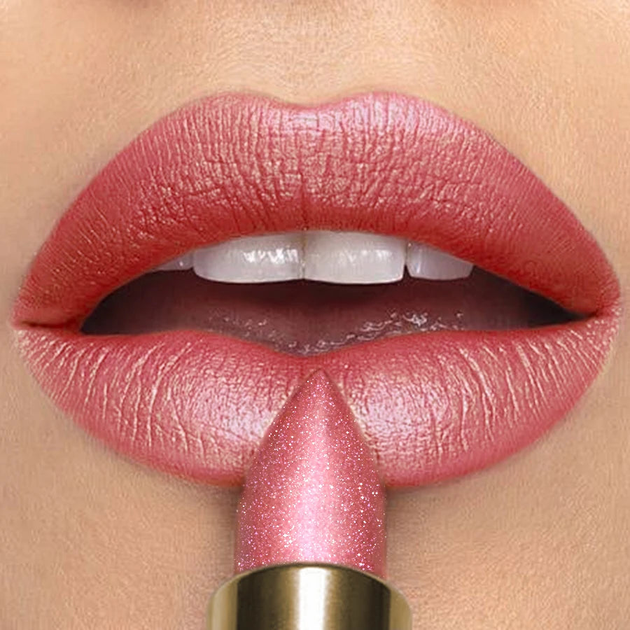 16 Colors 1PC Metallic Glitter Shiny Lipstick Lip Tint, Waterproof Senior Matte Lip Makeup Gifts for Women Cosmetic Lip Glaze