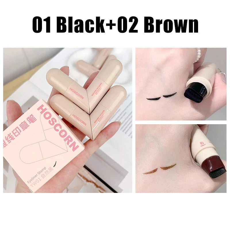 Lazy Integrated Eyeliner Stamp Dual-Head Rotatable Precise Outline Seal Lasting Waterproof Fast Drying Liquid Eye Liner Pen