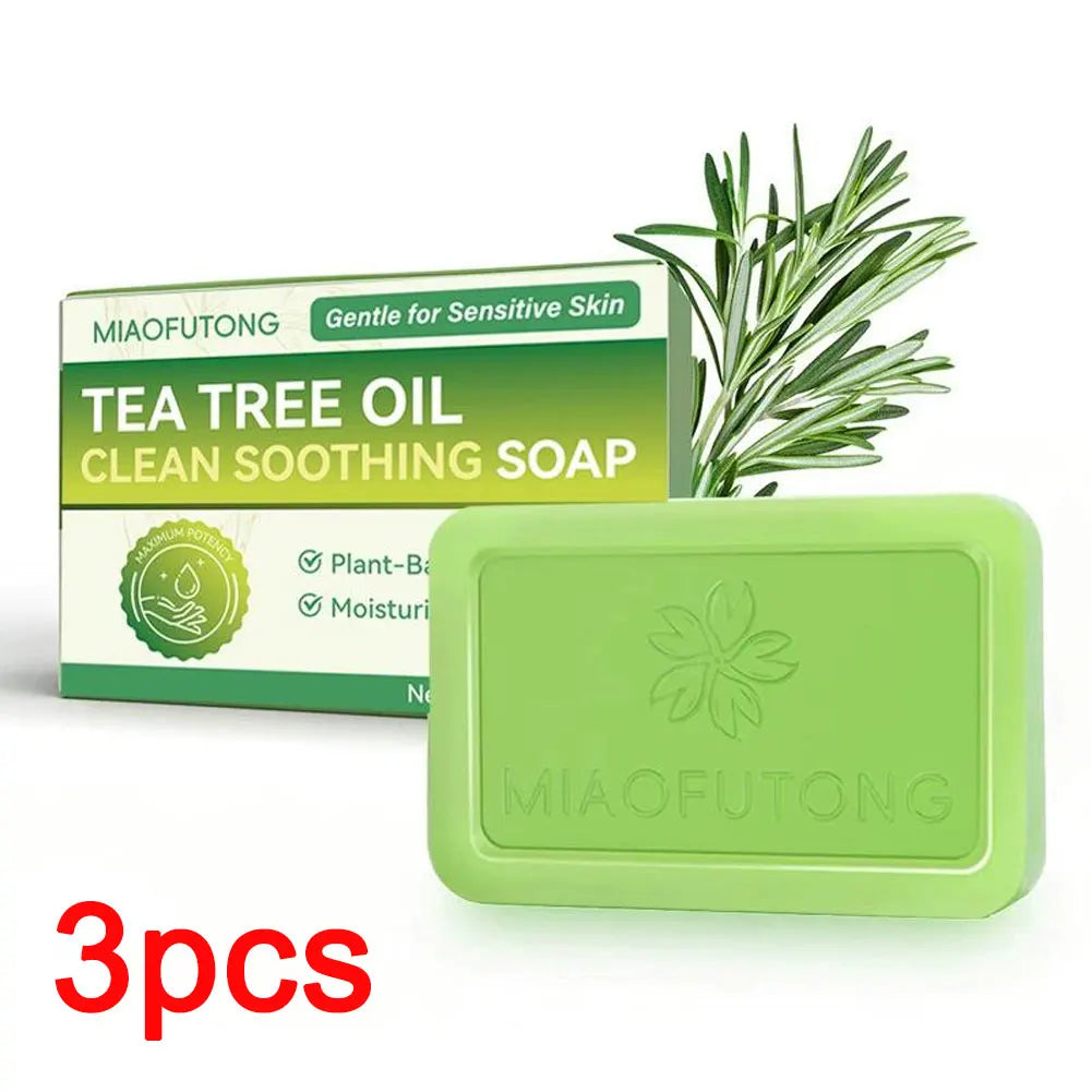 Tea Tree Oil Soap Bar for Men Women Natural Plant Extract Handmade Soap Deep Cleansing Soothing for Dry Skin Exfoliate Skin Care