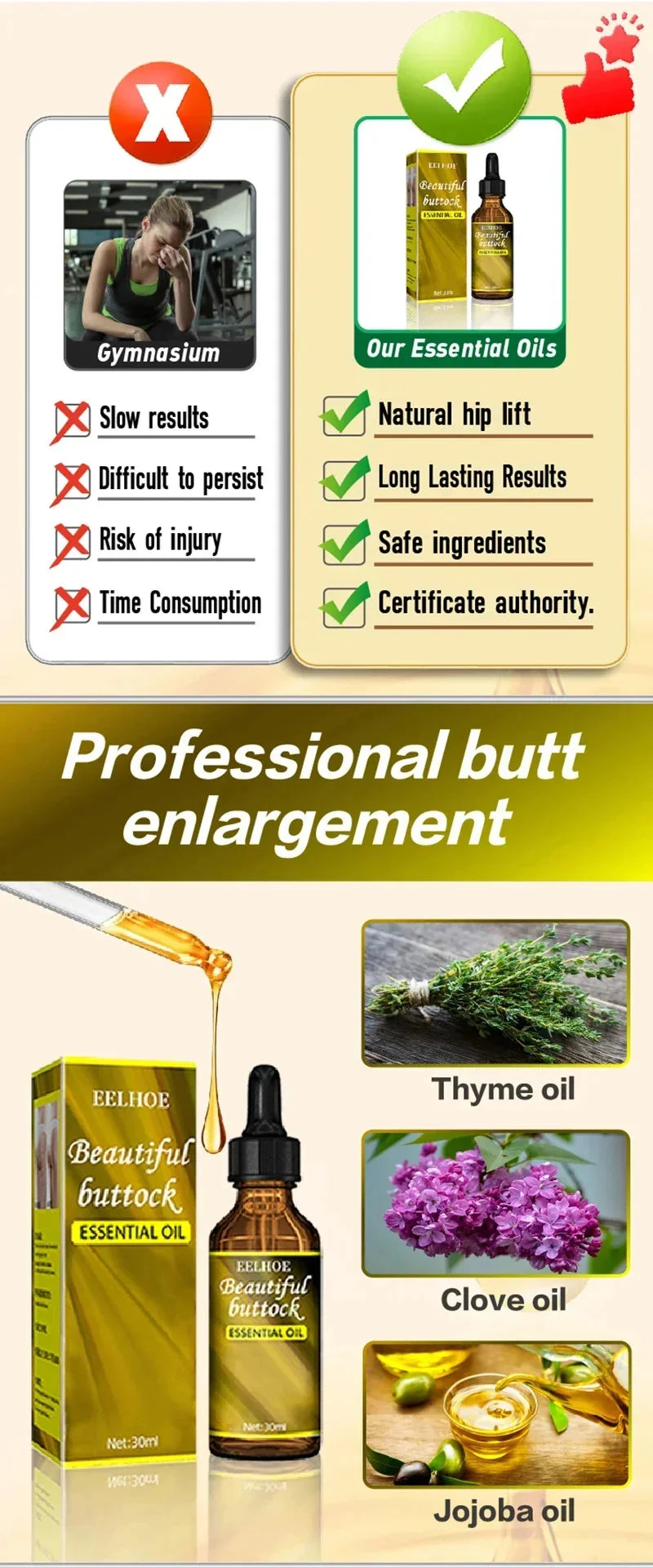 Buttock Enlarge Butt Enhancement Essential Oil Butt Lift Up Firming Big Hip Enhance Cream Butt Breast Plump Growth Sexy BodyCare