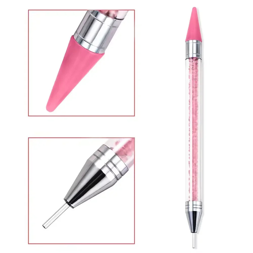 1pc Wax Nail Rhinestone Picker Dotting Pen Dual-ended Wax Pencil For Rhinestones Tip Crystal & Gem Nail Art Tool for DIY Manicur