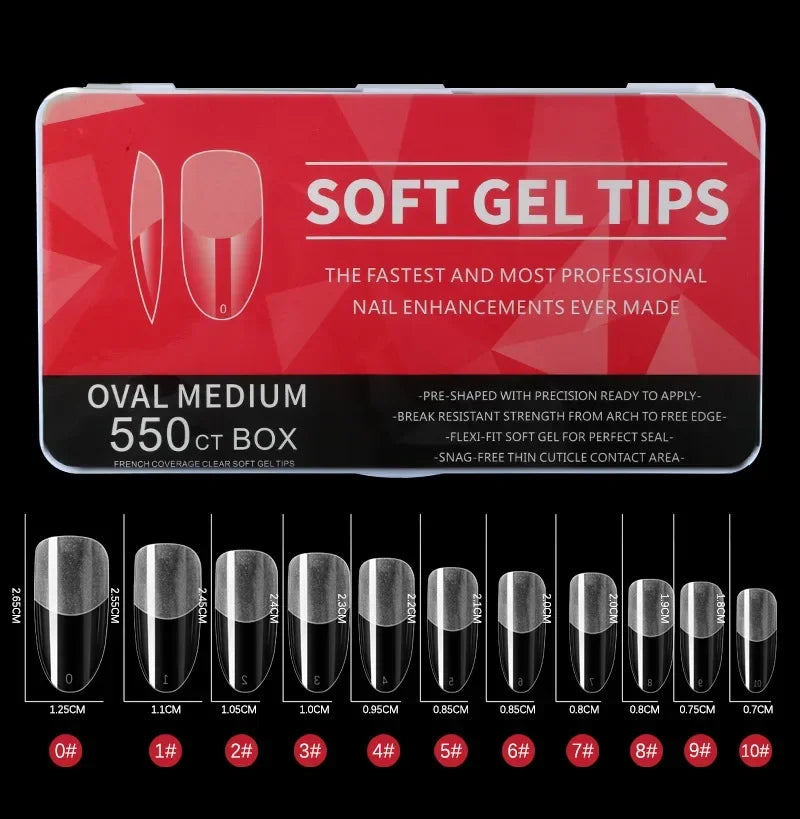 550Piece Medium and short soft gel nail tips Medium Apricot/Coffin Head Full Coverage Matte Extension Tool  Press-On Nail