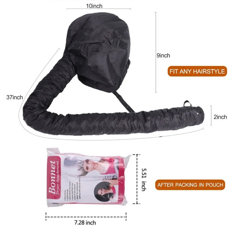 Hooded Hair Dryer Bonnet - Fast-Drying Bonnet Hair Dryer for Natural Hair, Deep Conditioning, Portable & Lightweight for Travel