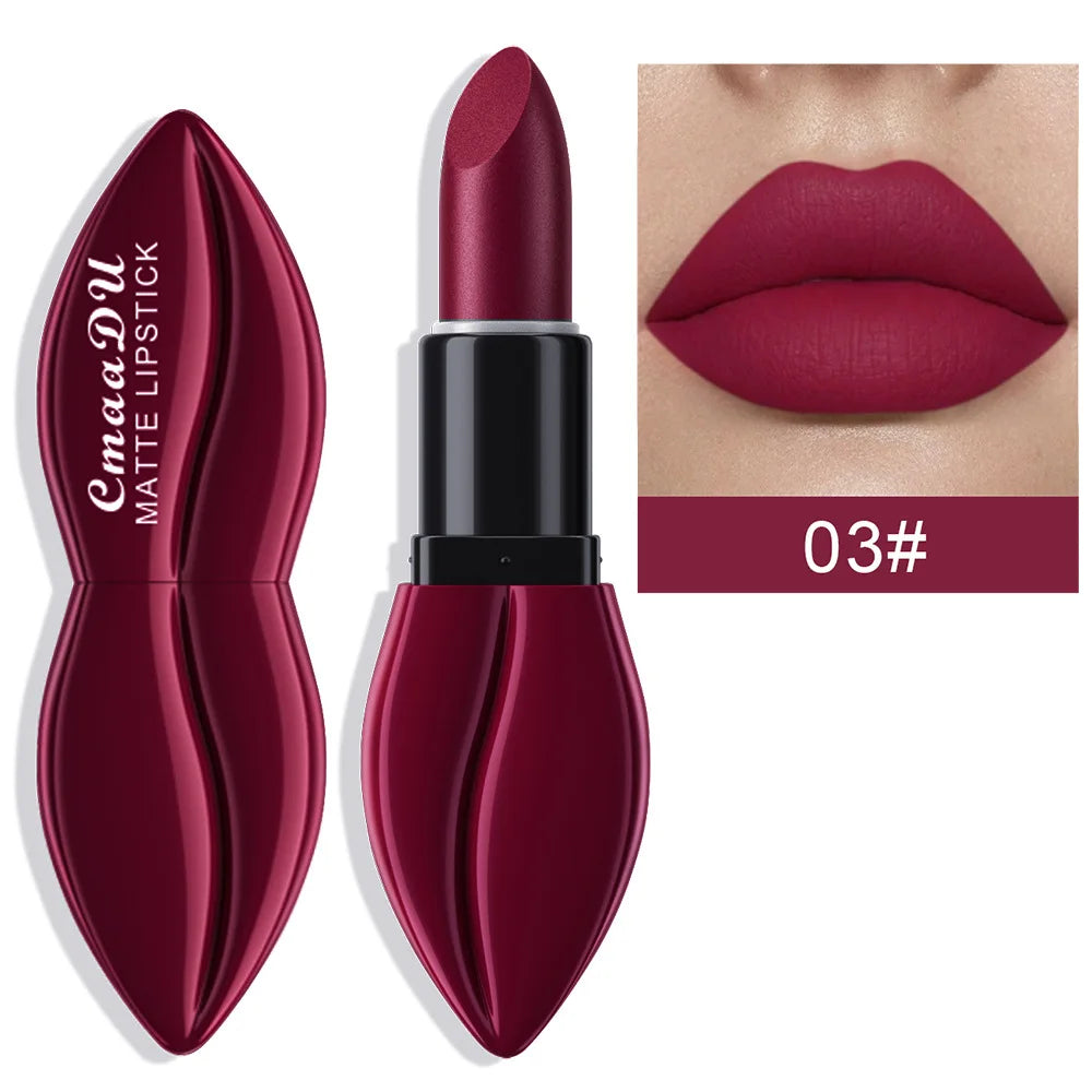 1pcs Matte Lip Gloss Lipstick, High Pigment Waterproof Velvet Long Lasting, Deep Red, Nude, Y2K Christmas Valentine's Day Gifts