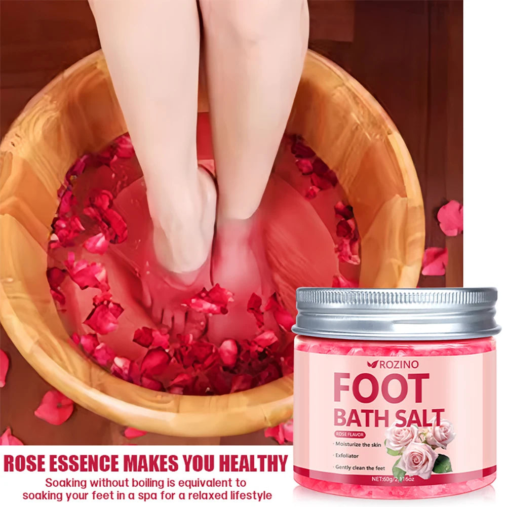 60g Rose Infused Sea Salt Bath Salt Removes Dead Skin Rich In Rose Extract Deep Cleansing Soak Salt for Manicure Pedicure