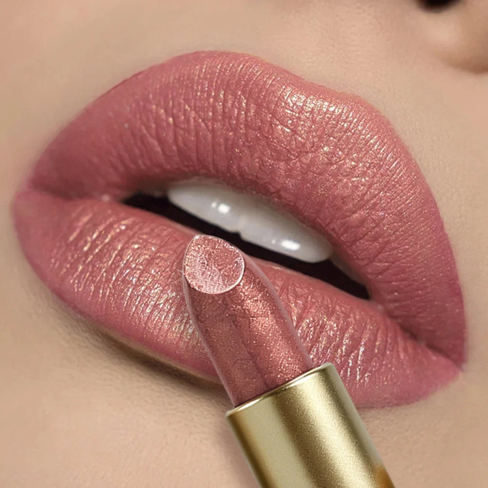 JUJU DREAM Shiny Glitter Lipstick Waterproof Long Lasting Shimmer Lip Makeup for Women