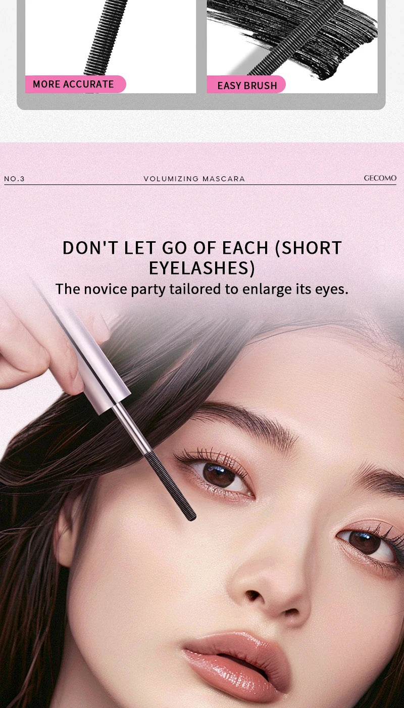 Long-lasting curling mascara Waterproof and sweat-proof Separates each lash Thick and voluminous Steel tube mascara