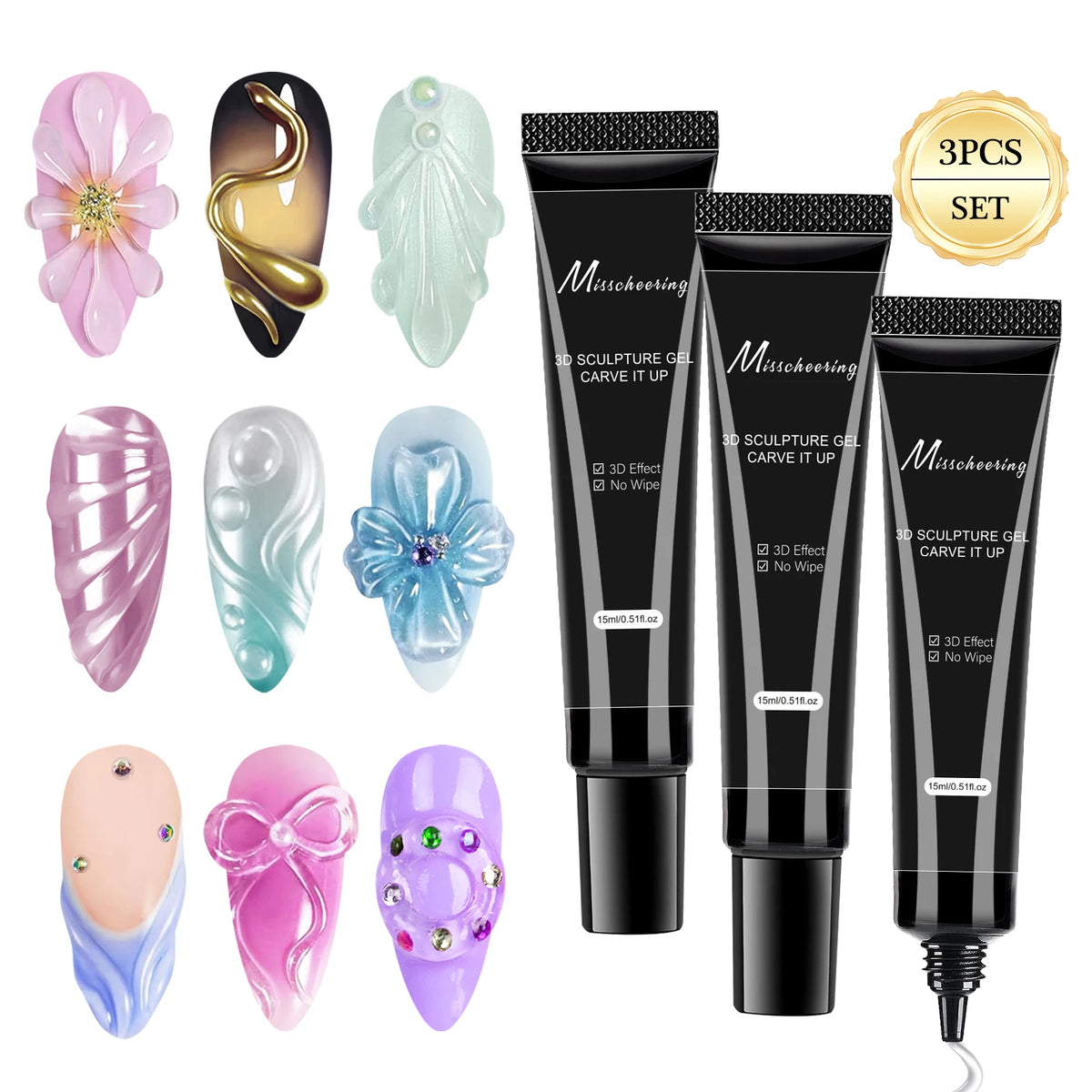 15ml 3D Nail Art Gel - DIY Designs Waterproof Sculpting gel Waterproof Nail Art Design Gel for Intricate Carvings & Shapes