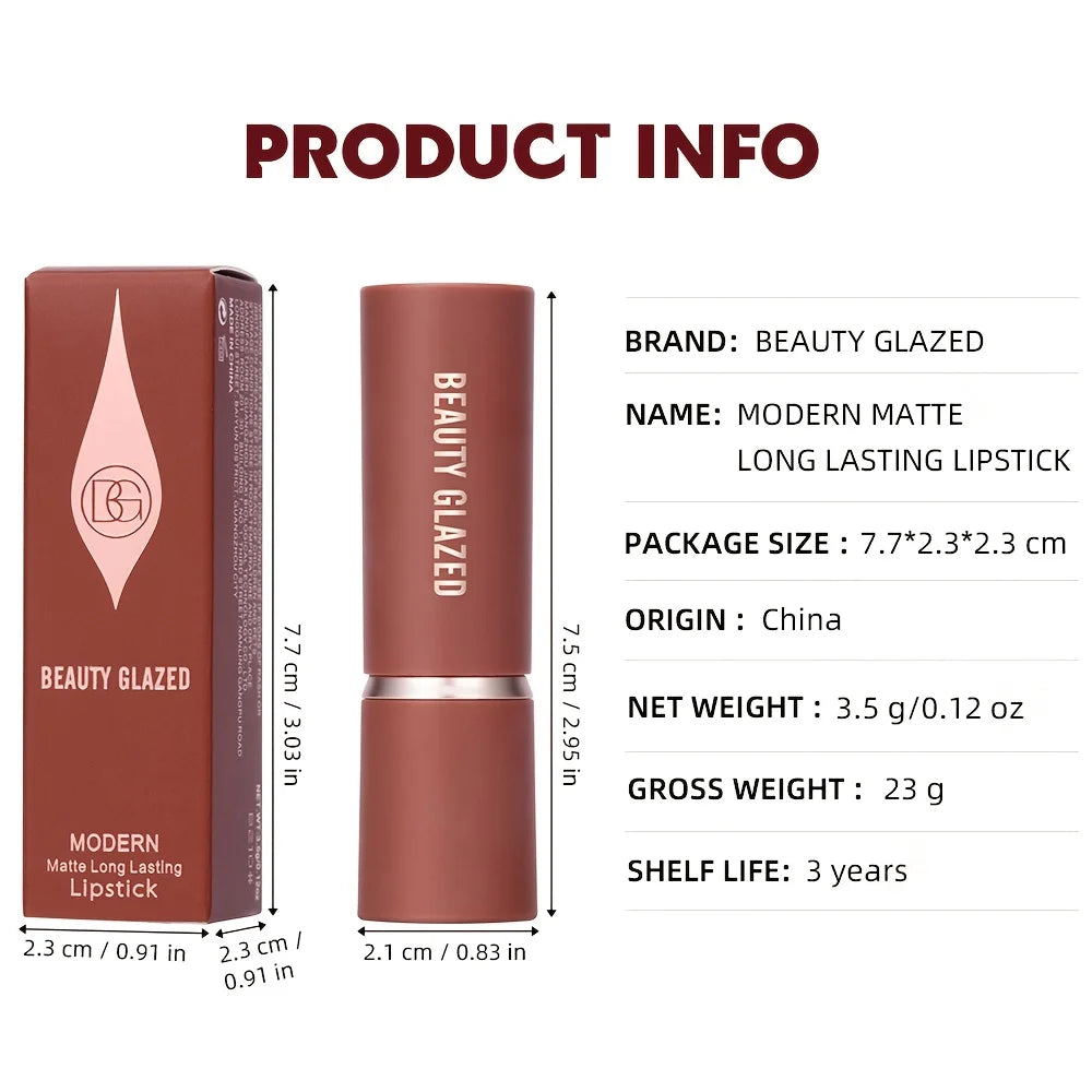 Barely Matte Cocoa Lipstick Creamy Texture Nourishing Care Long Lasting Waterproof  All Skin Types Brown Hue Matte Lipstick