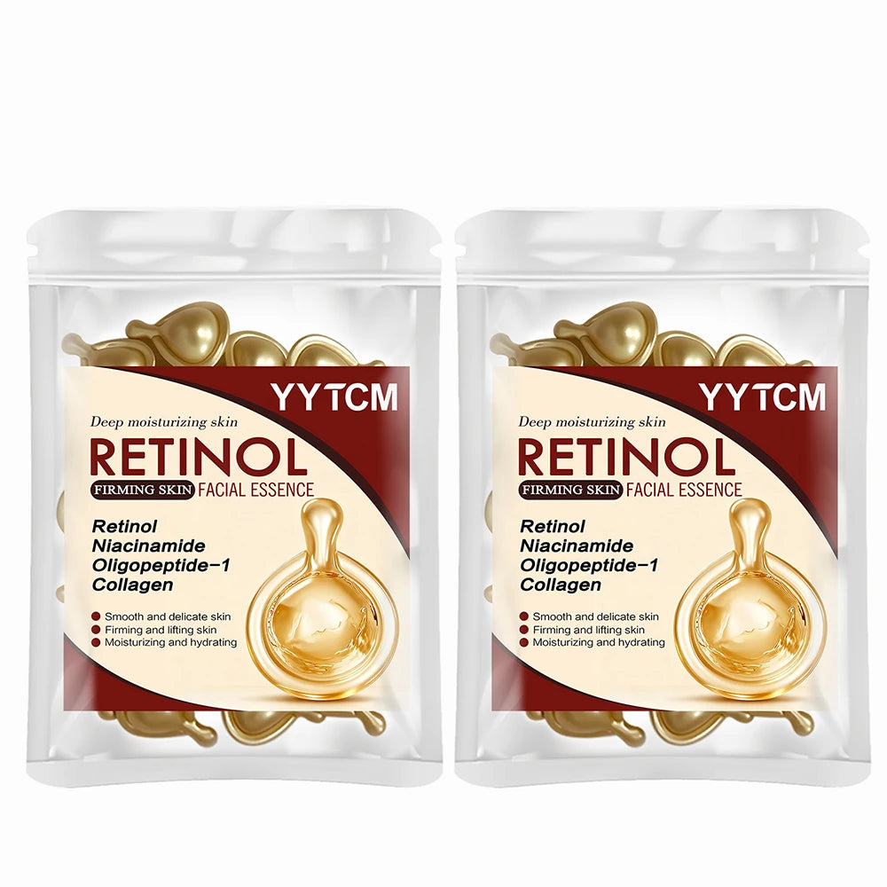 Retinol Firming Facial Moisturizing Essence Capsules, Retinol Facial Essence, Contains Hydrolyzed Collagen, Niacinamide, Deep Moisturizing (0.5Gx30 Capsules)/Bag-1 Bag