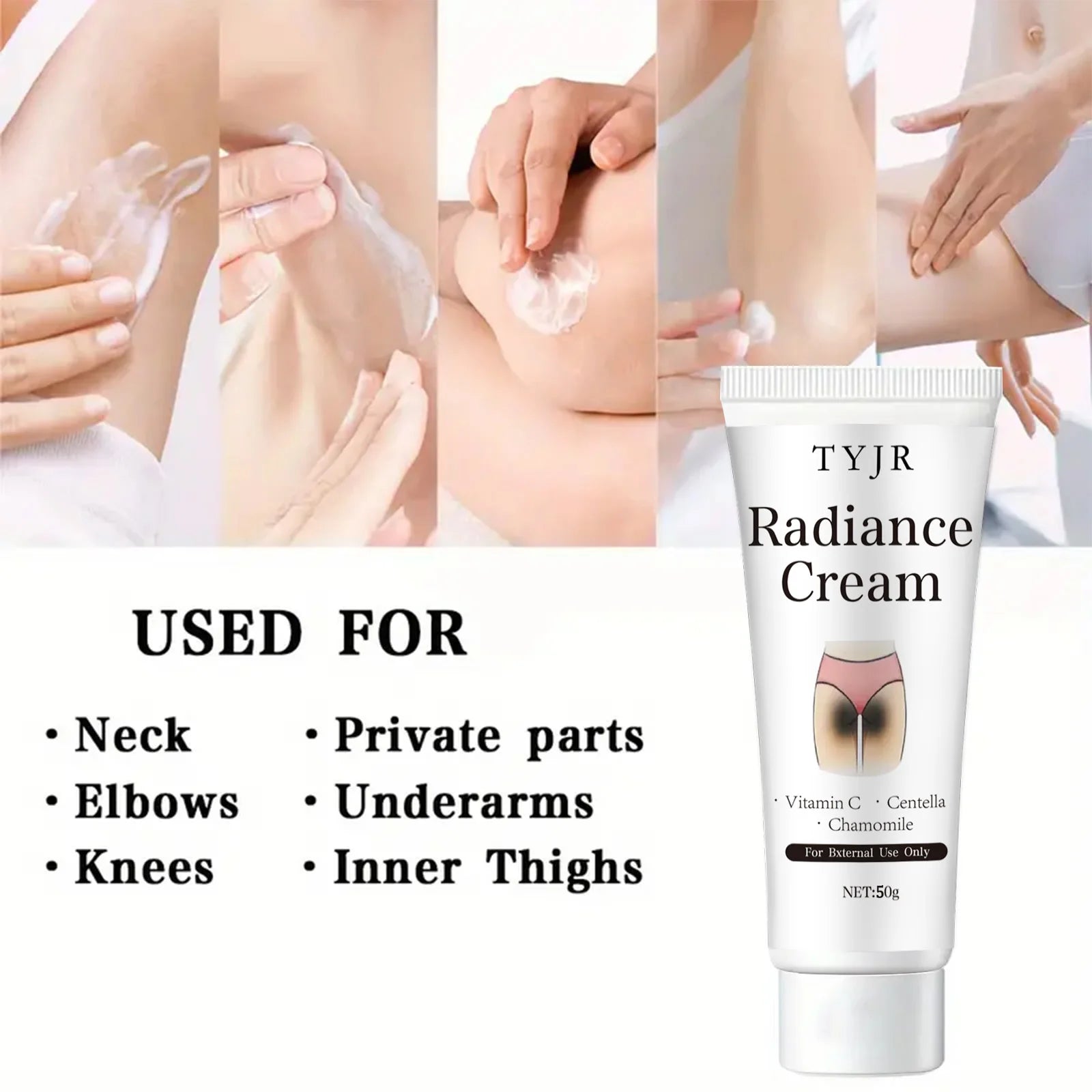 Snow White Cream Contains Niacinamide and Centella Asiatica, Whitening Lotion for Body and Private Parts, Underarm Rejuvenation