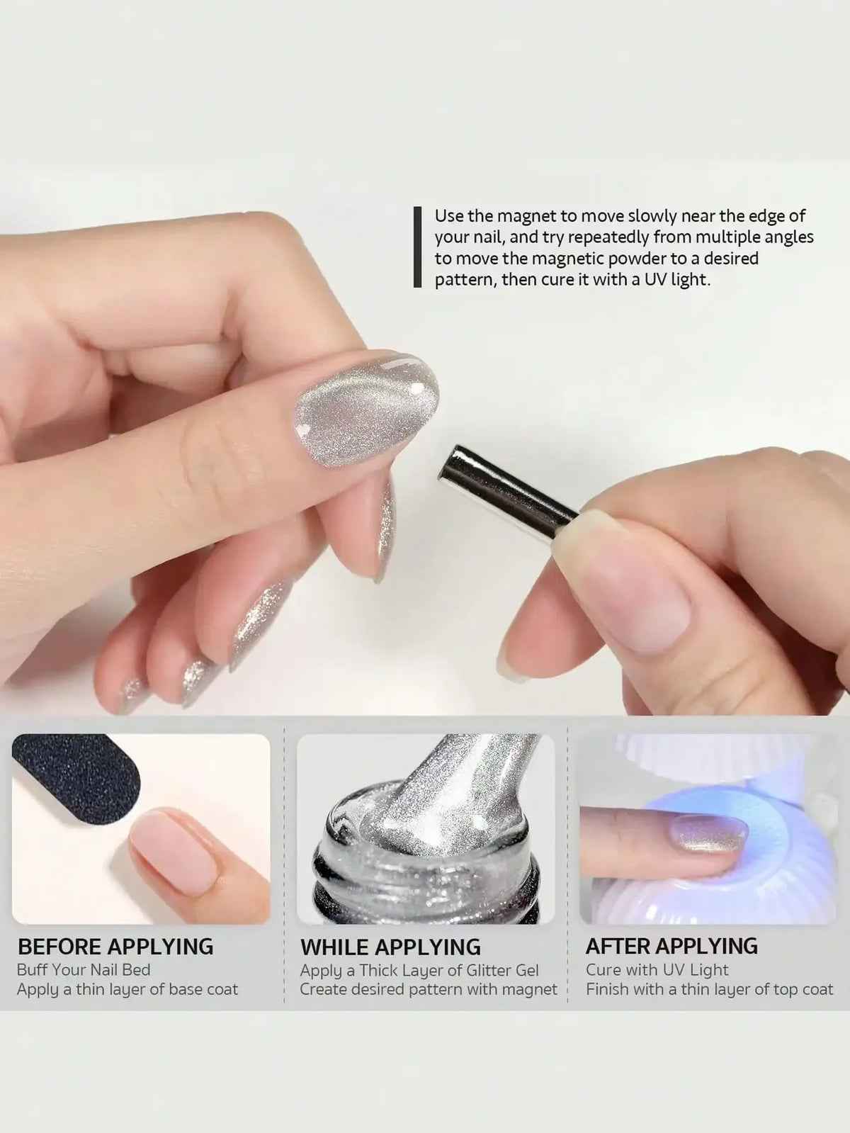 3x0.7cm Round Nail Art Cat Eye Gel Magnetic Pen for Gel Polish 3D Cat Eye Nails Painting Strong Magnet Stick Manicure DIY 2030
