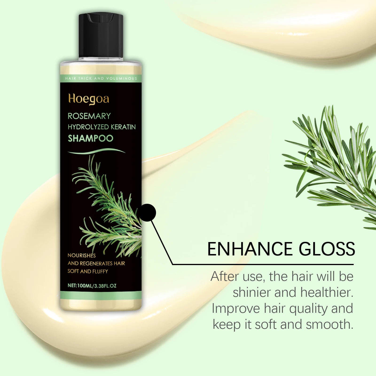 Rosemary Natural Shampoo Thickening & Strengthening Deep Nourishing Scalp Care Moisturizing Shampoo for Dry Damaged Hair Hair Home Use