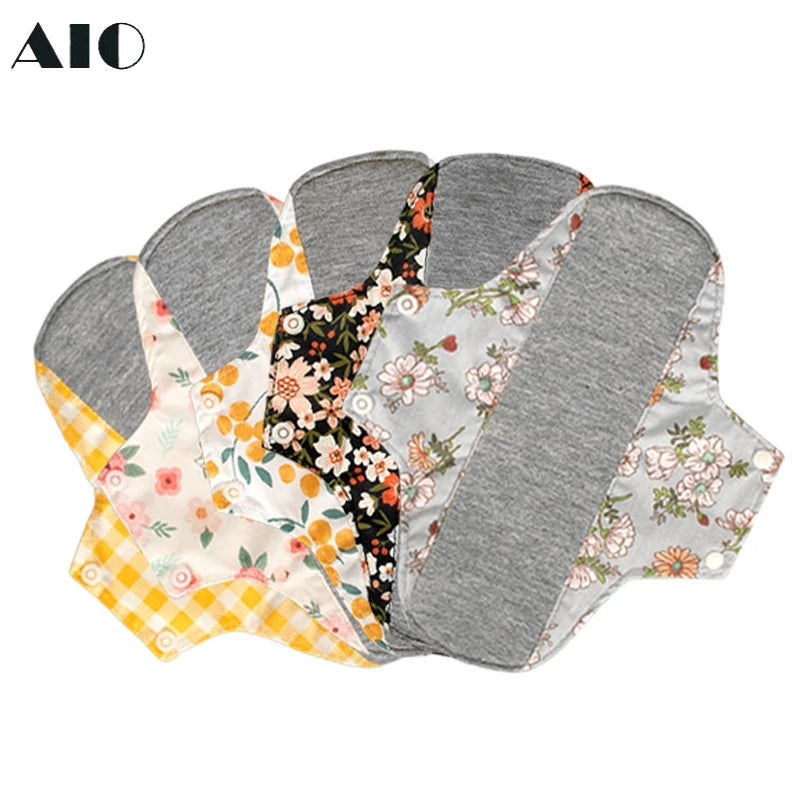 AIO Washable Cotton Printed Panty Liner Regular Flow Menstrual Pads Graphene Cloth Tampons Urinary Incontinence Sanitary Pads