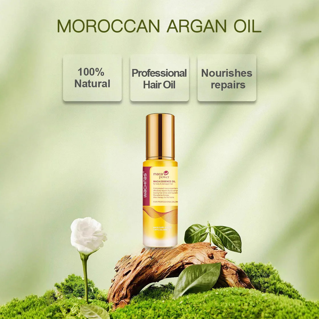 Moroccan Argan Oil Hair Serum - Nourishing Anti-Frizz Treatment for Smooth, Soft & Manageable Hair Vitamin E & Fatty Acids