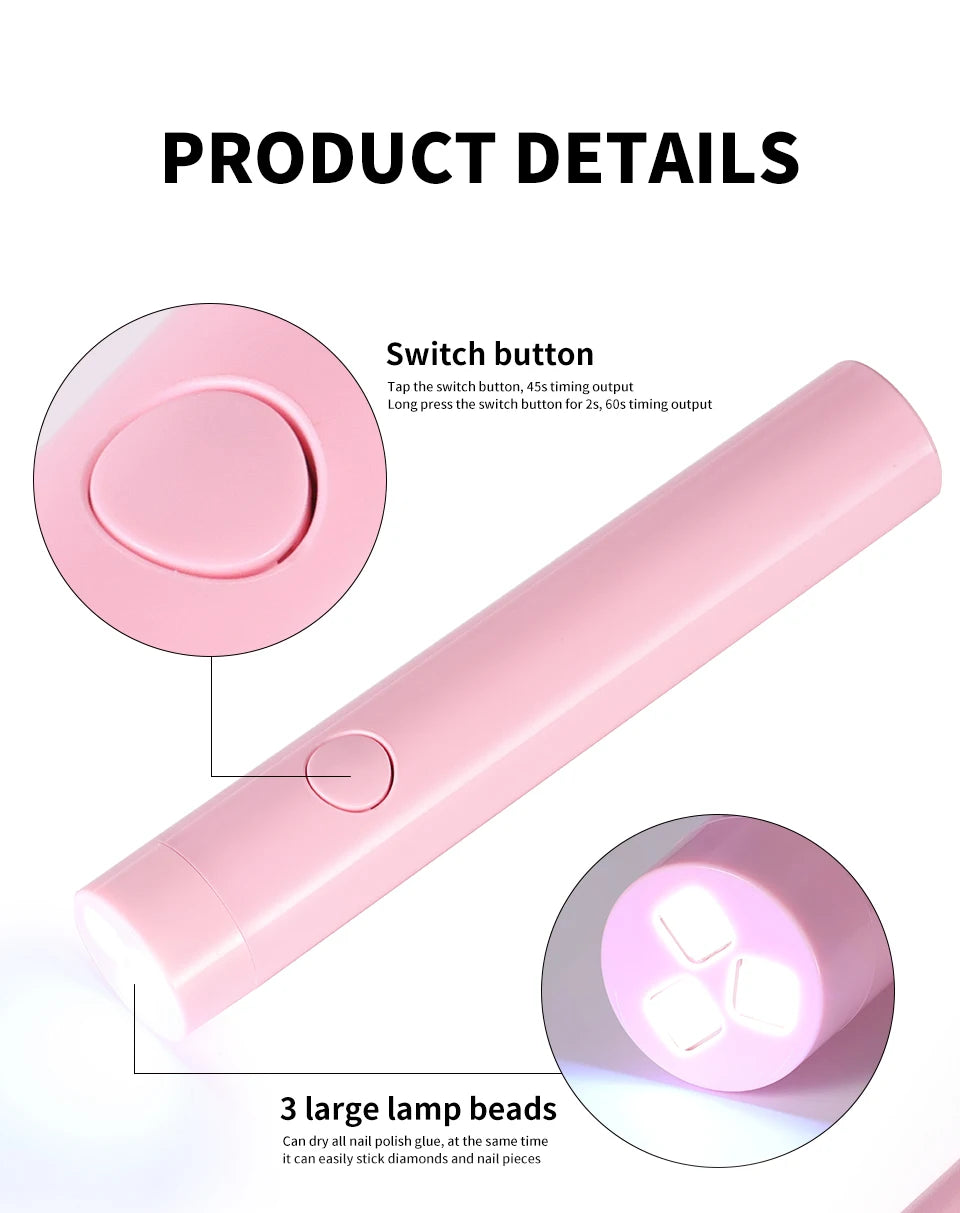 Portable Nail UV LED Lamp And LED Light Support Base Rechargeable for Nails Gel Polish Drying UV Lamp for Nails Art Desk Stand