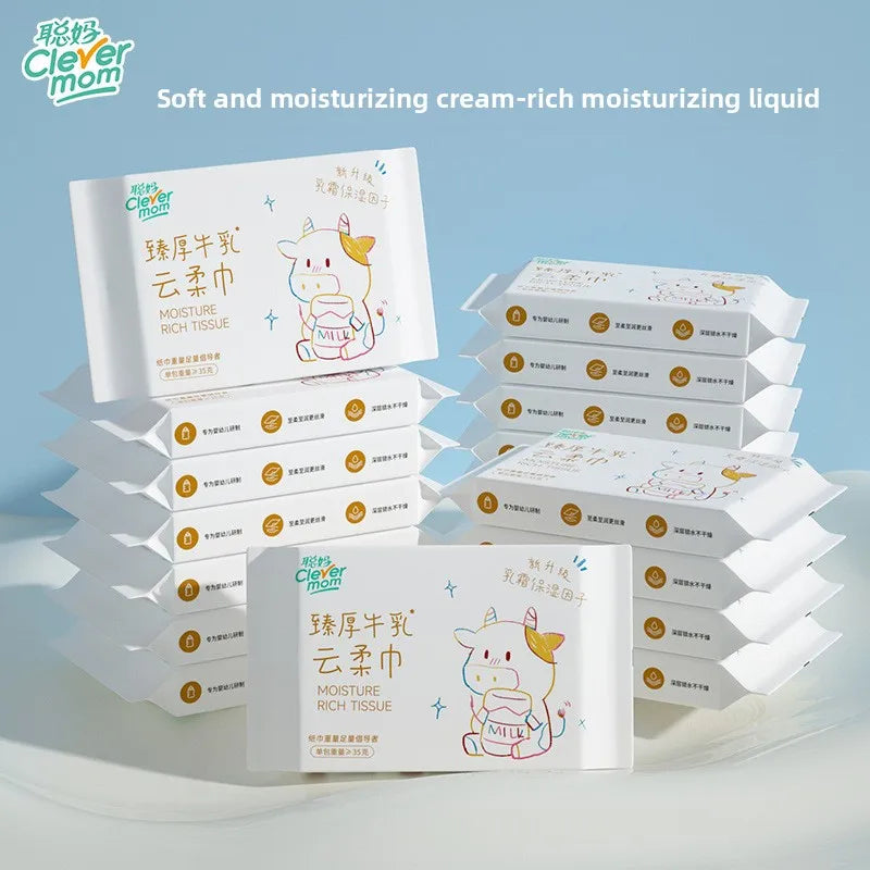 15 Packs 120 Pieces/Pack Thickened 6 Layers Baby Tissue Cream Moisturizing Cloud Tissue Soft Gentle Wipes for Sensitive Skin