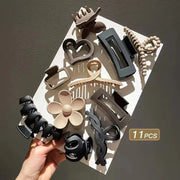11pcs Hair Clip Set Women's Model High-end Frosted Clip Set Multi-Style Back Head Exquisite Hair Shark Clip Headwear 2026