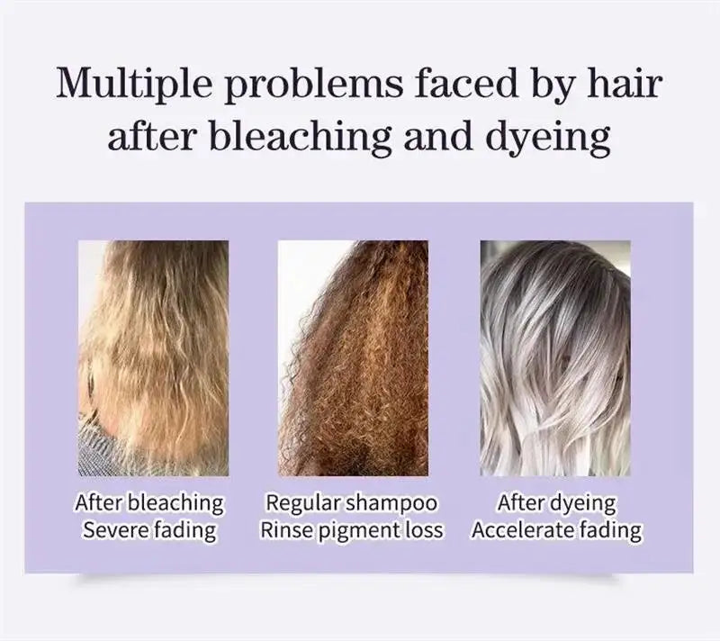 300Ml Color Fixing Purple Shampoo Lock Color Cover Gray Hair Fade Yellow After Bleach Hair Dye Long Lasting Non-irritating Care