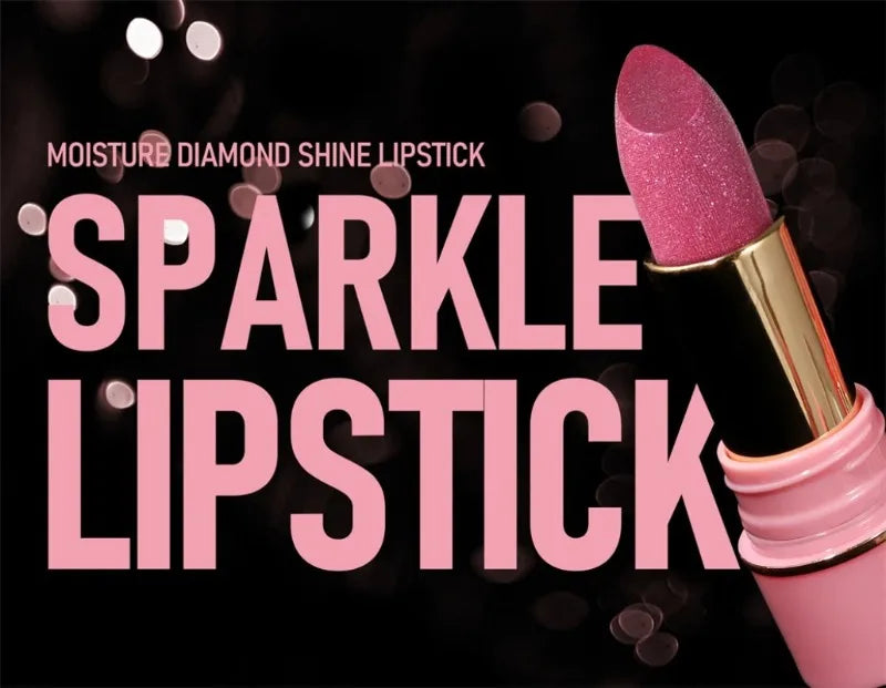 8 Colors Diamond Shimmer Lipstick Purple Metallic Glitter Pearlescent Lip Tint Long Lasting Waterproof Lipstick Makeup Cosmetics