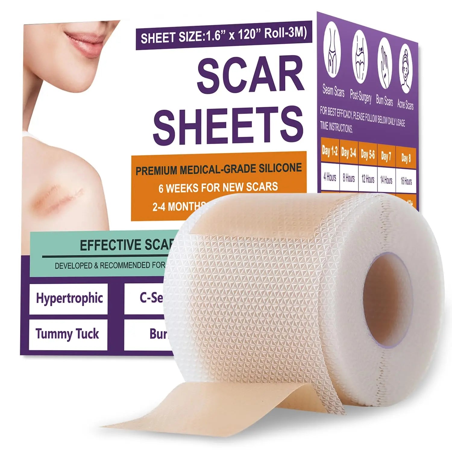 0.5M/1.5M/3M*4cm Silicone Scar Sheets Removal Strips Silicone Gel Scar Strip For Acne Keloid Surgery Burn Treatment Scar Patch