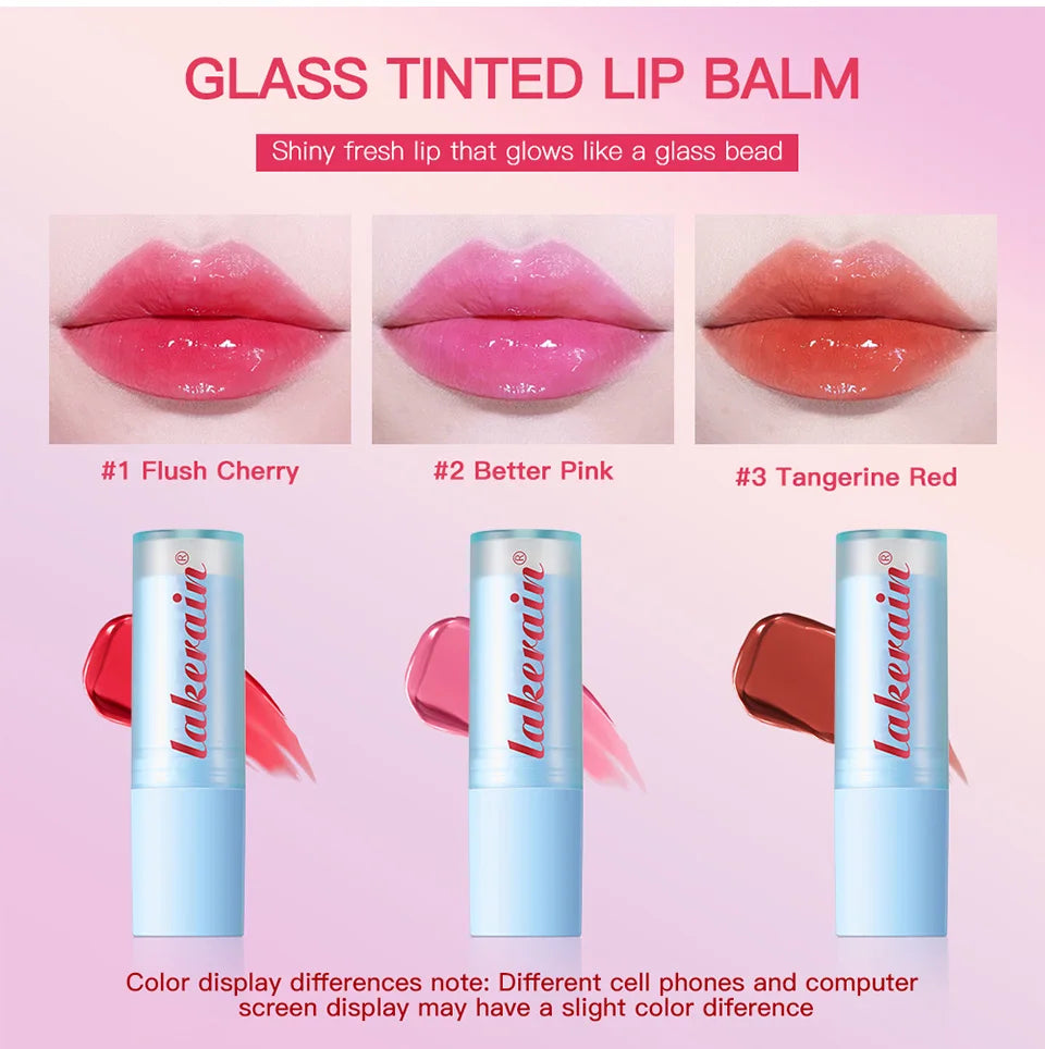 Glass Tinted Lip Balm Light Cherry Red Orange Glow Moisturizing Vegetarian Lip Balm With Bright Clear Color Korea Lip Cosmetics