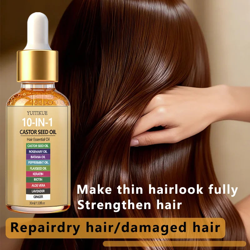 YUITIKUE 10-IN-1 Castor Seed Hair Oil | Natural Blend Of Batana, Rosemary & Biotin | For Deep Nourishment & Healthy Hair & Scalp