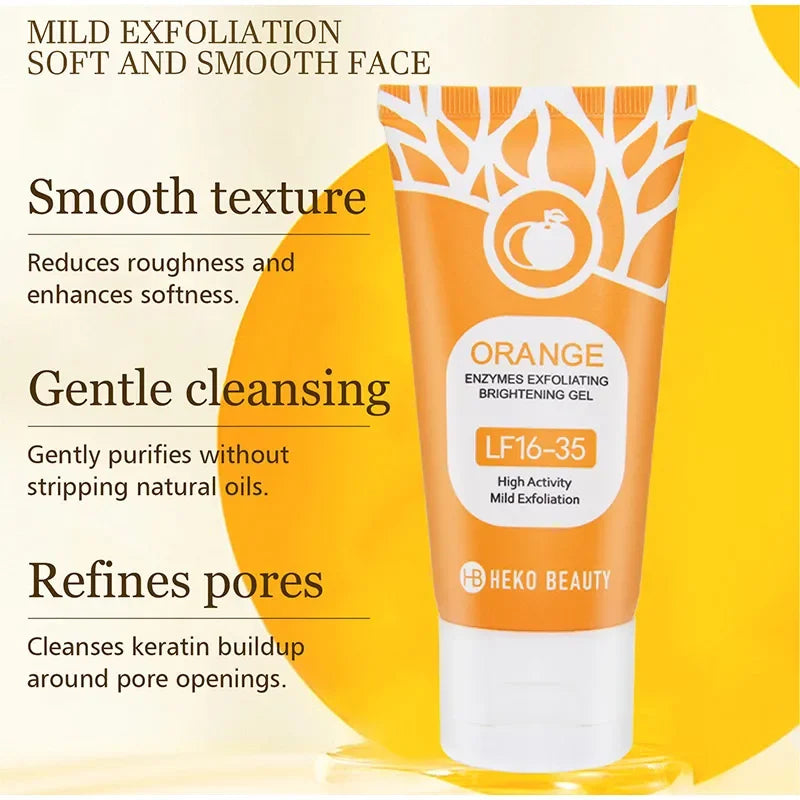 Orange Exfoliating Brightening Gel, Face Body Moisturizing Peeling Scrub, Deep Gentle Cleaning Pores, Remove Blackheads Exfoliat