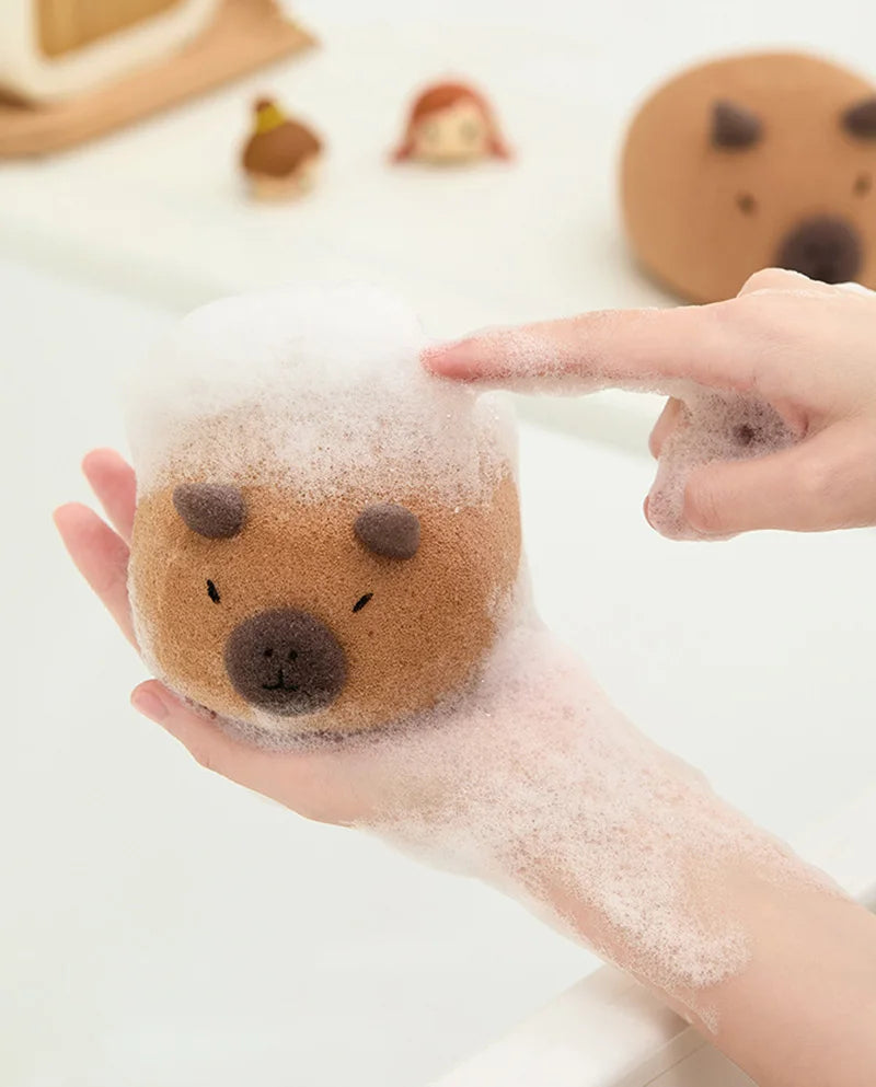 Cute Bath Ball Sponge Cleaning Brushes Cartoon Animal Bubble Sponges Ball Easy Foaming Massage Ball Scrubber For Kids Shower