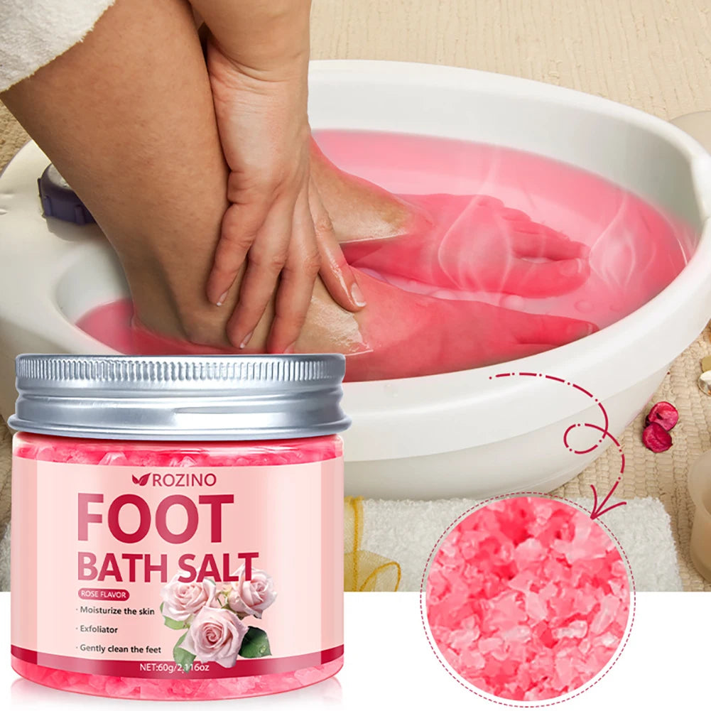 60g Rose Infused Sea Salt Bath Salt Removes Dead Skin Rich In Rose Extract Deep Cleansing Soak Salt for Manicure Pedicure